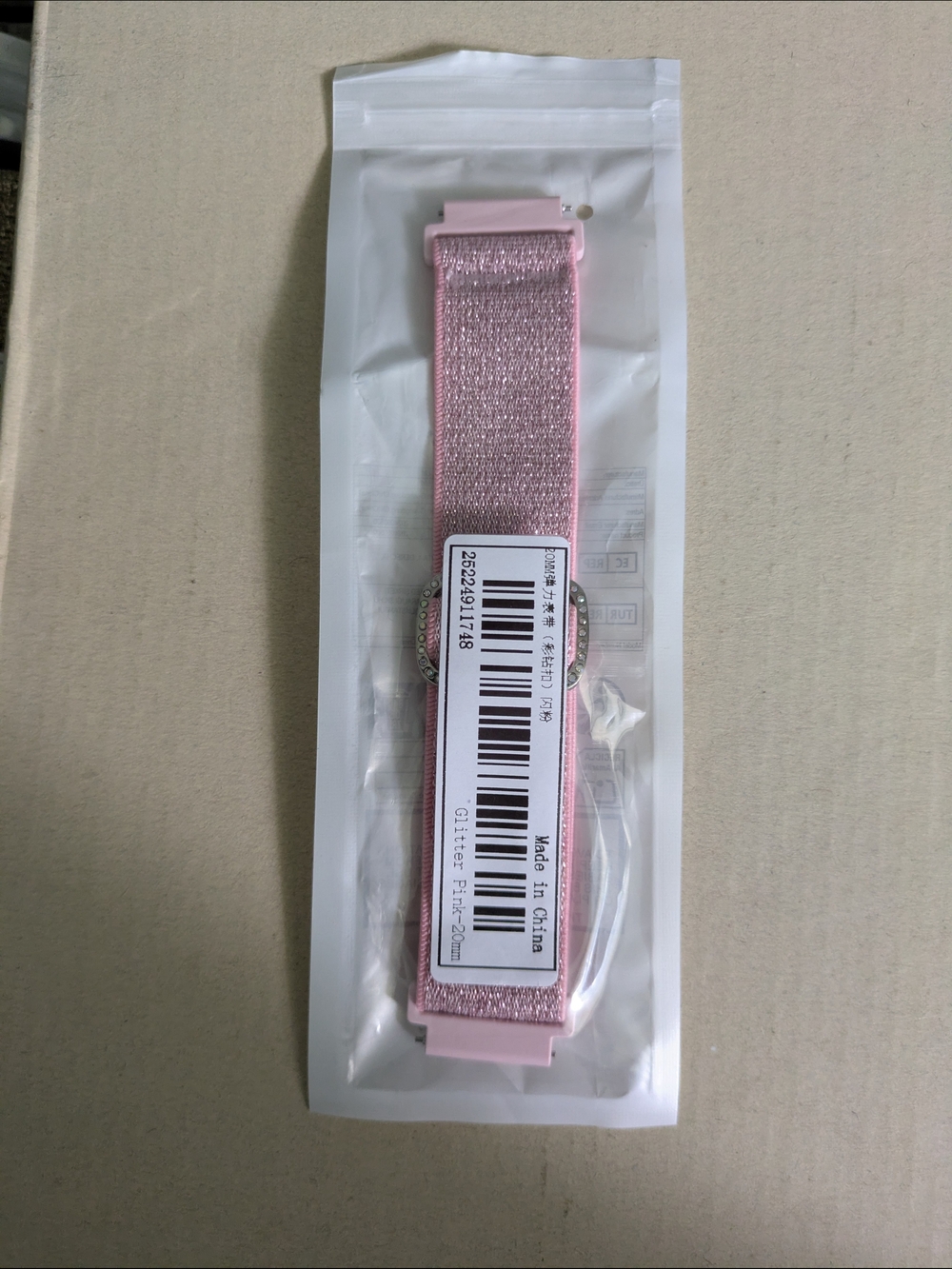 Pink Glitter Elastic Watch Strap